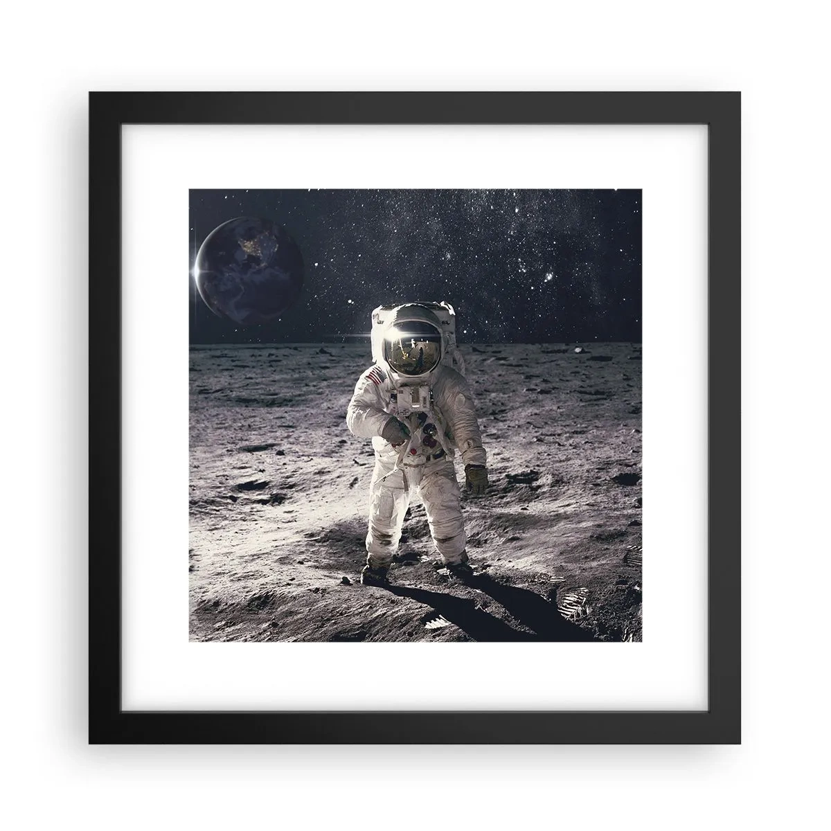 Poster in cornice nera - Saluti dalla luna - 30x30 cm