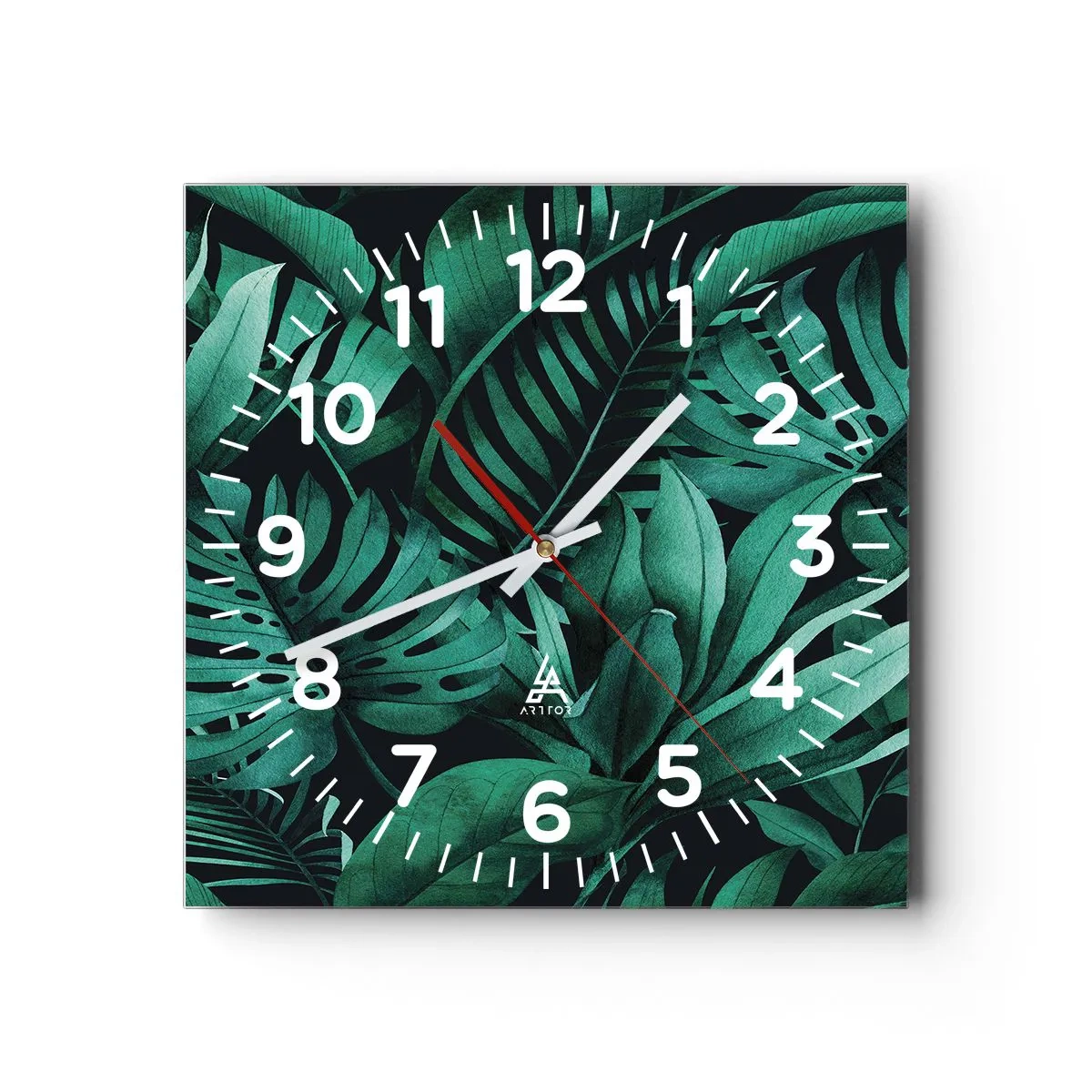 Orologio da parete - Orologio in Vetro - Dal profondo del verde tropicale - 30x30 cm