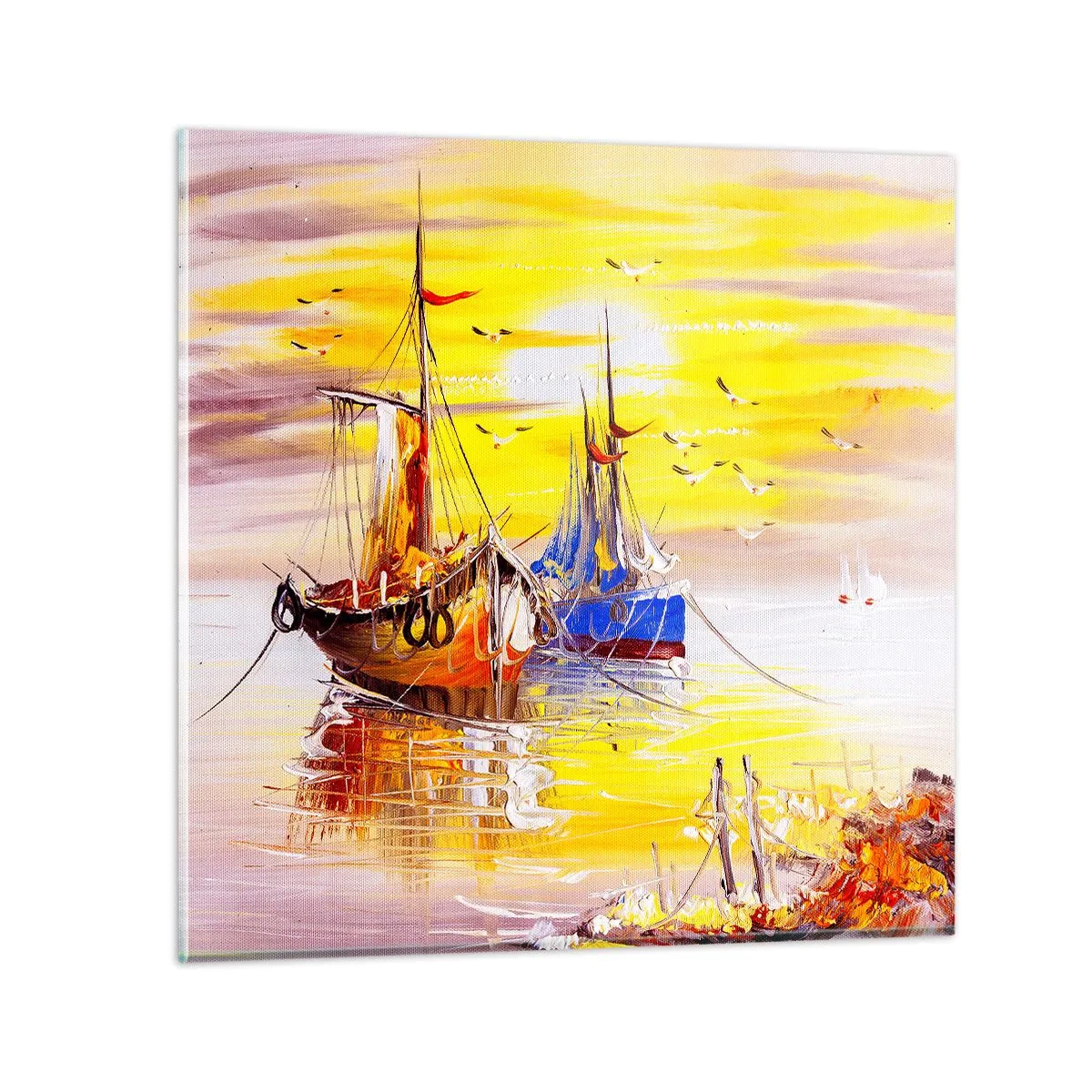 Quadro su vetro - Meritato riposo nel porto - 30x30 cm