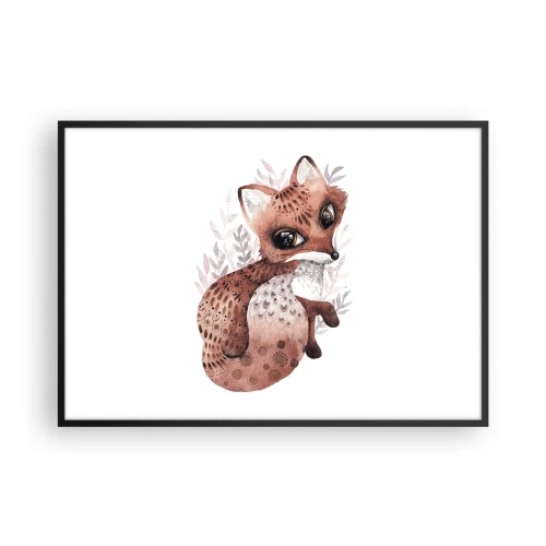 Poster in cornice nera - Una simpatica volpe acquerellata su uno sfondo chiaro - 100x70cm - Semplicemente da amare - Decorazione murale moderna per soggiorno e camera da letto ARTTOR