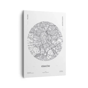 Quadro su tela - Stampe su Tela - Una mappa di Cracovia in stile minimalista - 50x70cm - Anatomia di Cracovia - Decorazione murale moderna per soggiorno e camera da letto ARTTOR