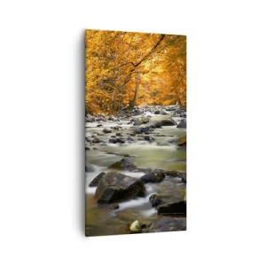 Quadro su tela - Stampe su Tela - Ruscello nel bosco dorato - 55x100 cm