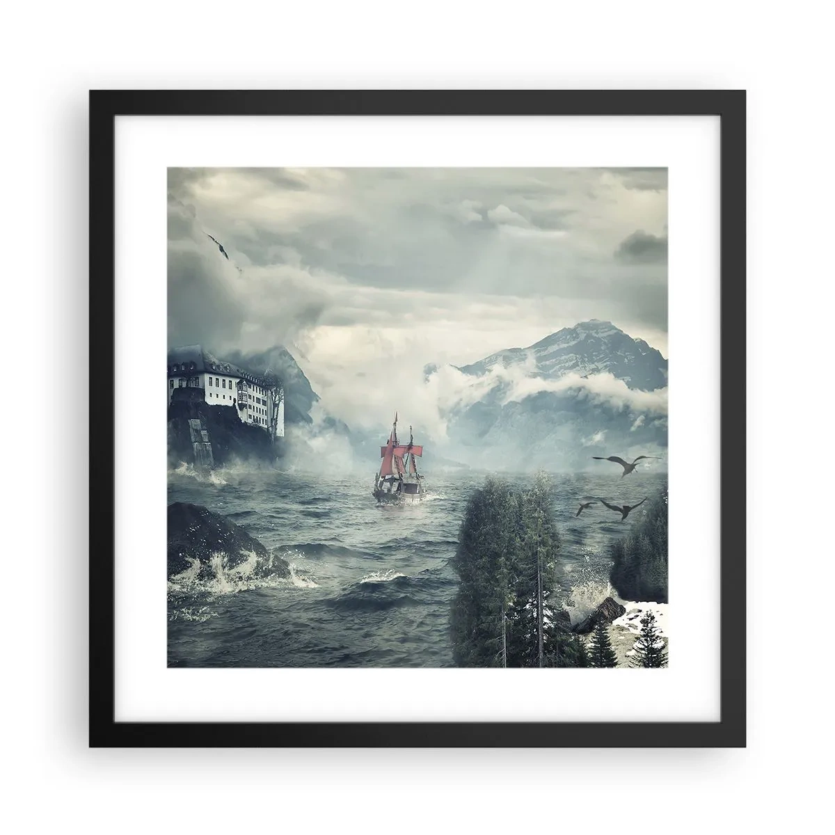 Poster in cornice nera - Sulle acque magiche - 40x40 cm