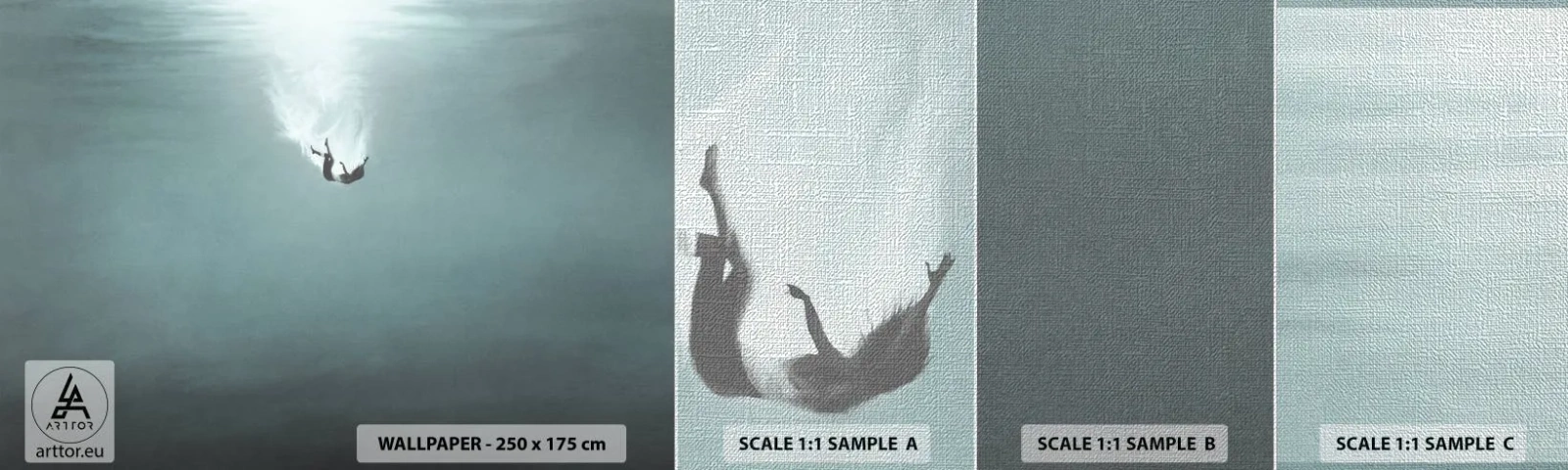 Campione di Fotomurale Premium Canvas - Nell'abbraccio dell'oceano - Acqua, Minimalismo, Sott'acqua - 100x30 cm