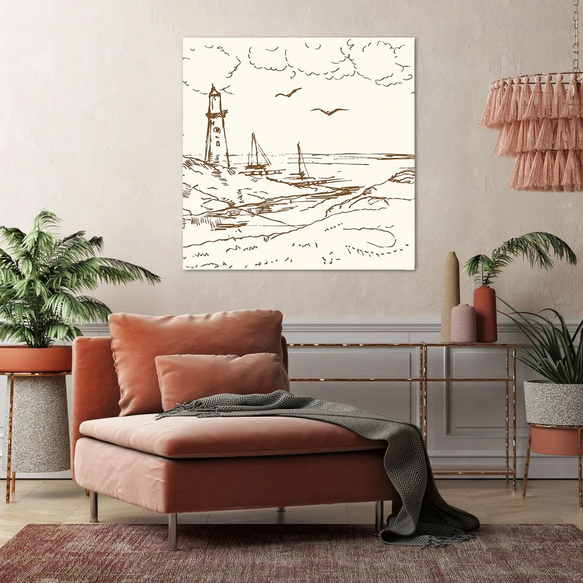 Quadro su tela - Stampe su Tela - Schizzo dei ricordi d'estate - 70x70 cm