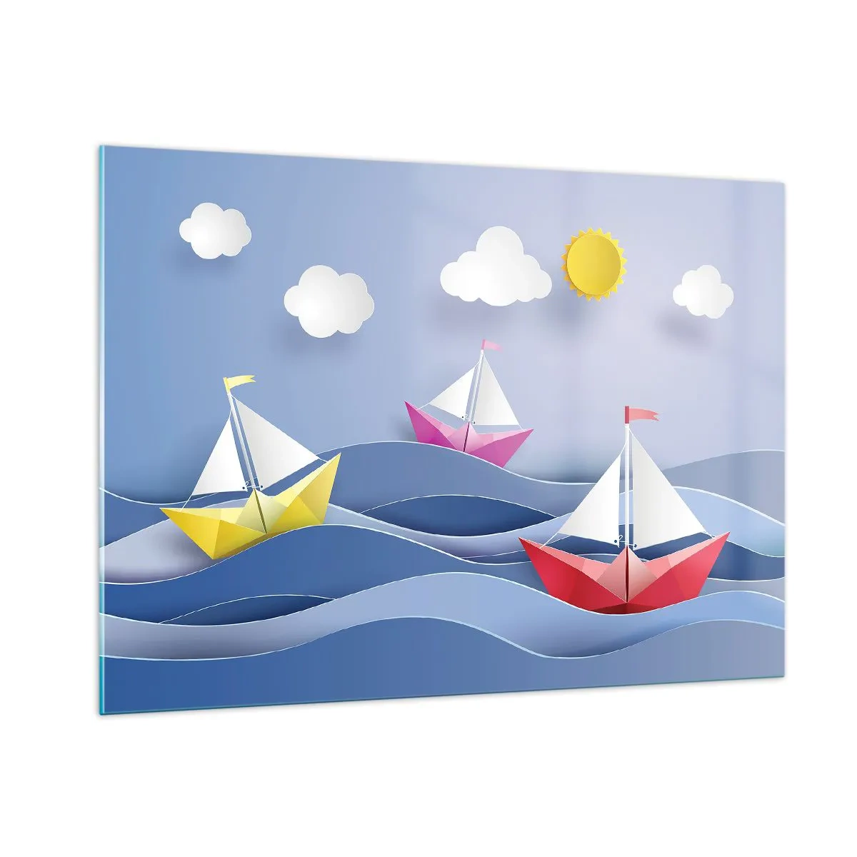 Quadro su vetro - Oh, quanto è bello dondolarsi tra le onde - 100x70cm - Come è bello dondolare tra le onde - Decorazione murale moderna per soggiorno e camera da letto ARTTOR