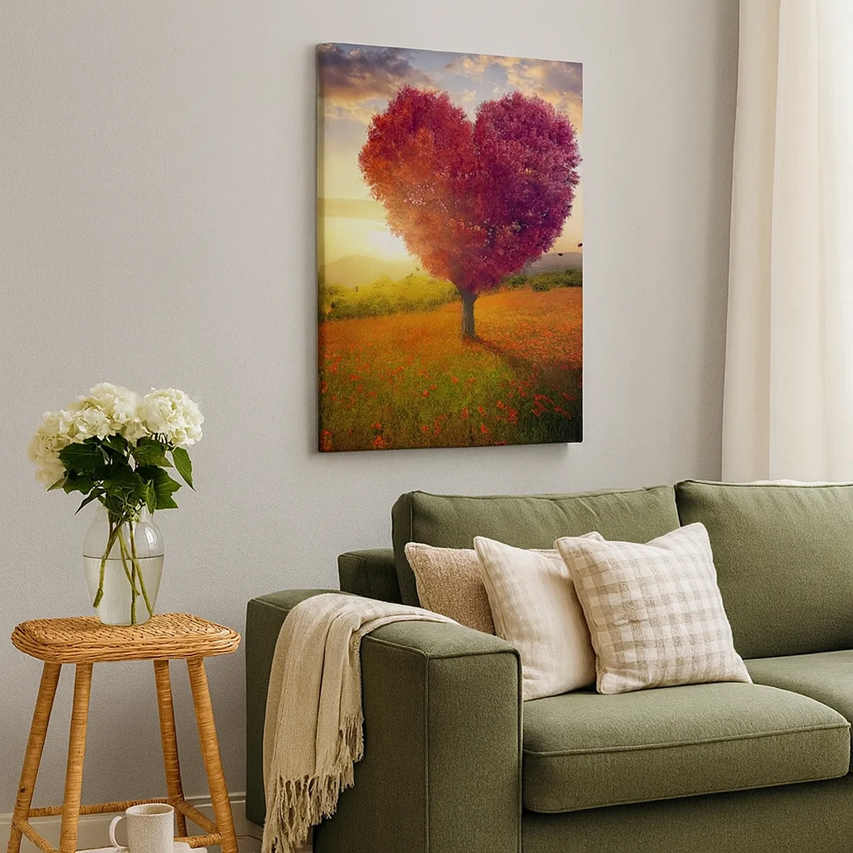Quadro su tela - Stampe su Tela - Albero a forma di cuore al tramonto - 50x70cm - Ti prende al cuore - Decorazione murale moderna per soggiorno e camera da letto ARTTOR