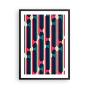 Poster in cornice nera - Motivo geometrico nei toni del rosso e del blu - 50x70cm - Avanti fino in fondo - Decorazione murale moderna per soggiorno e camera da letto ARTTOR