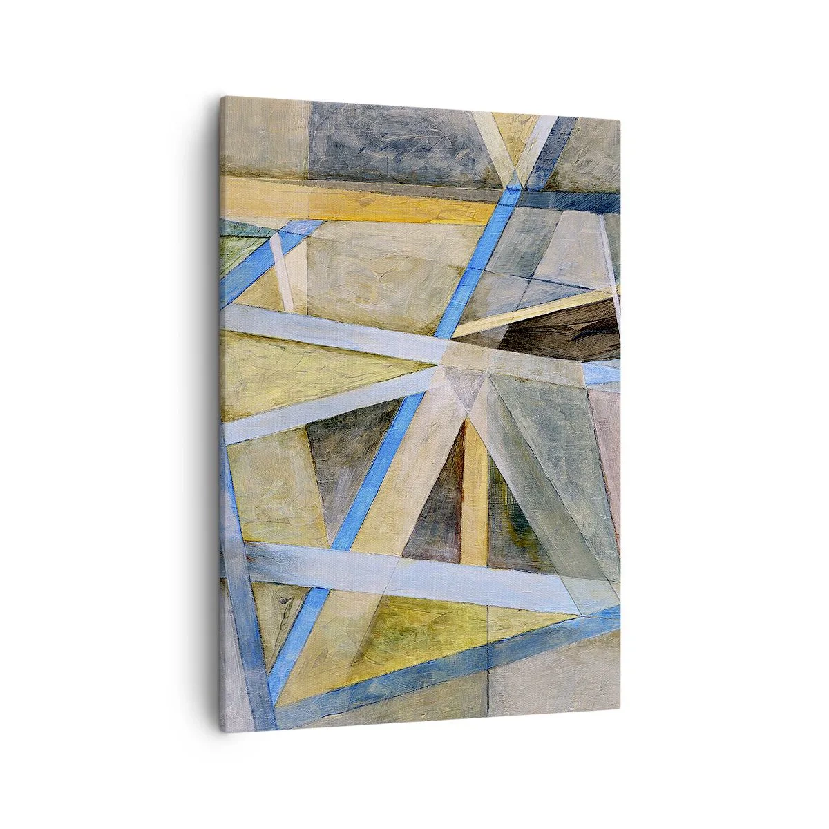 Quadro su tela - Stampe su Tela - Composizione geometrica con linee chiare e blu - 50x70cm - Dritto o obliquo? - Decorazione murale moderna per soggiorno e camera da letto ARTTOR