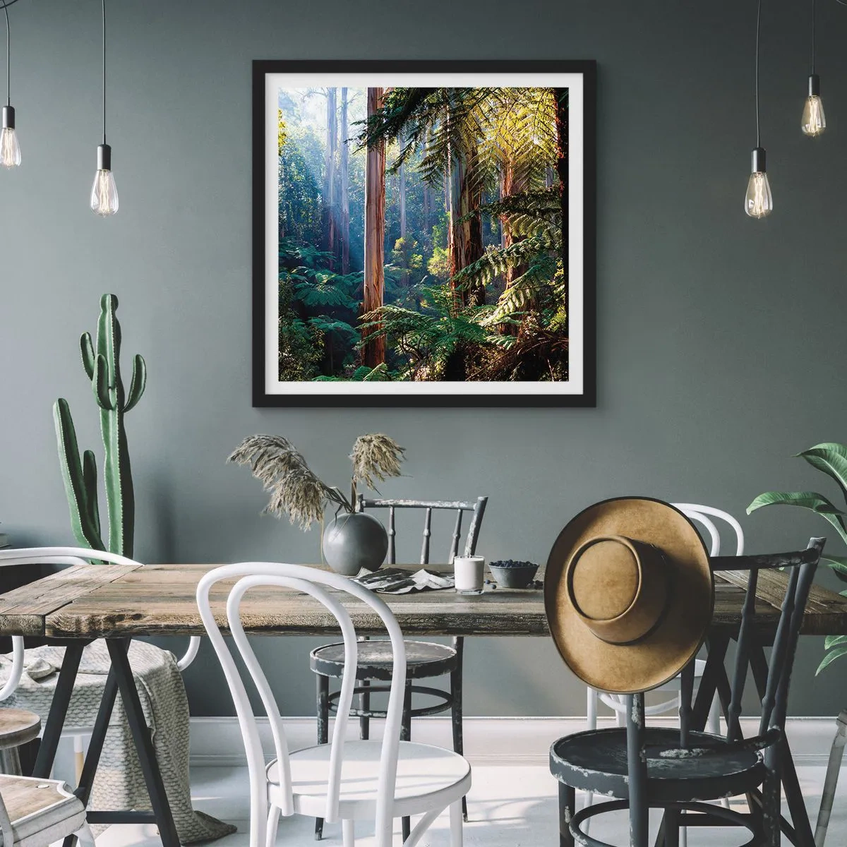 Poster in cornice nera - La favola del bosco - 50x50 cm