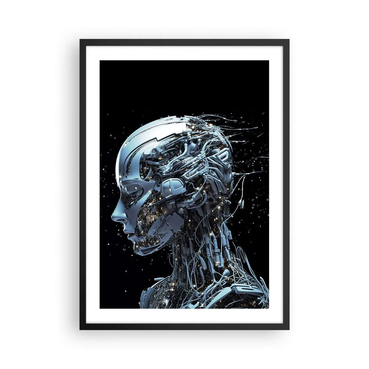 Poster in cornice nera - Figura cibernetica in stile futuristico - 50x70cm - La tecnologia è donna - Decorazione murale moderna per soggiorno e camera da letto ARTTOR