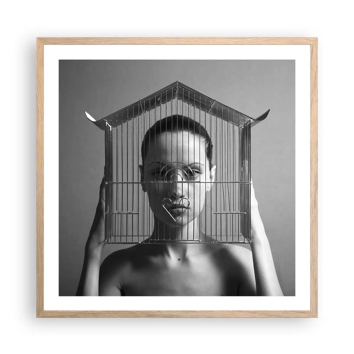 Poster in cornice rovere chiaro - Ritratto un po' surreale - 60x60 cm