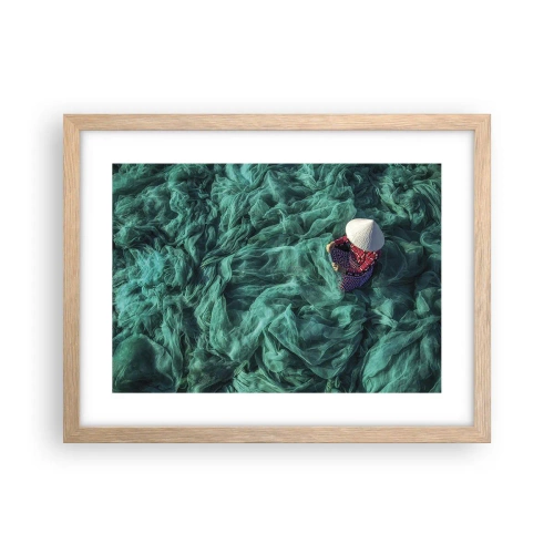 Poster in cornice rovere chiaro - Nel mare di reti - 40x30 cm