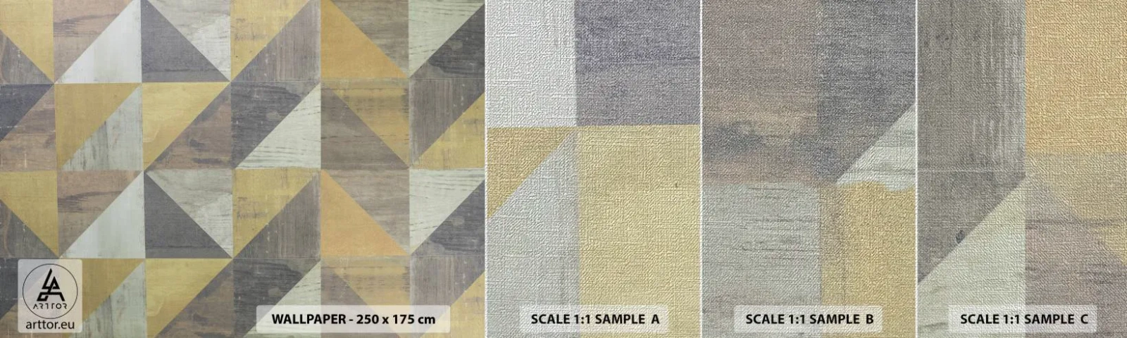 Campione di Fotomurale Premium Canvas - Secondo i triangoli - Astrazione, Pezzo, triangoli - 100x30 cm