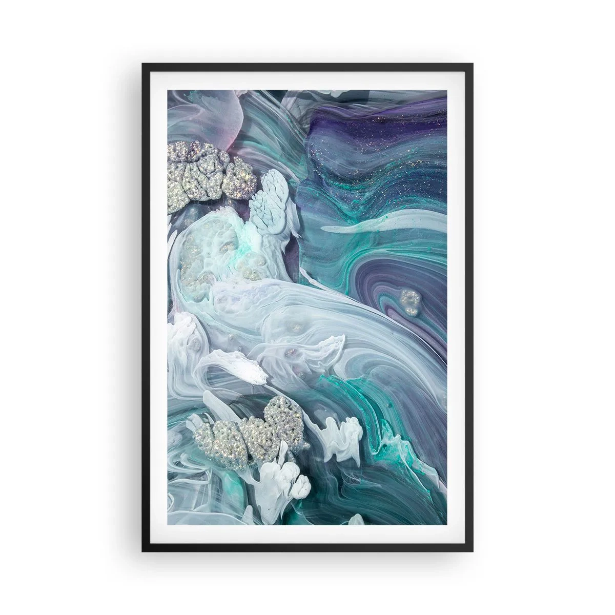 Poster in cornice nera - Correnti di blu - 61x91 cm
