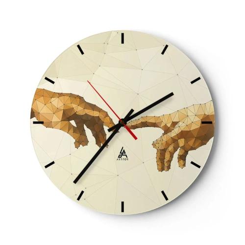 Orologio da parete - Orologio in Vetro - Due mani in stile geometrico con punti di connessione - 30x30cm - Geometria divina - Decorazione murale moderna per soggiorno, cucina e camera da letto ARTTOR