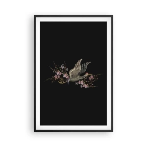 Poster in cornice nera - Uccello esotico ricamato - 61x91 cm