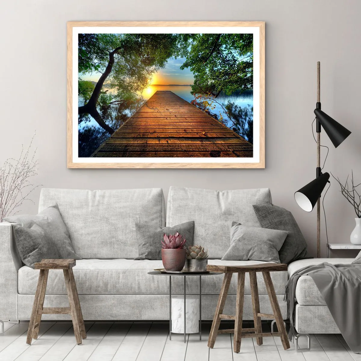 Poster in cornice rovere chiaro - Non avere fretta, siediti - 70x50 cm