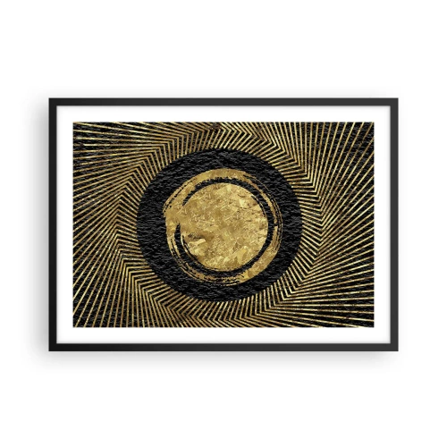 Poster in cornice nera - Composizione geometrica in nero e oro con raggi - 70x50cm - Composizione glamour - Decorazione murale moderna per soggiorno e camera da letto ARTTOR
