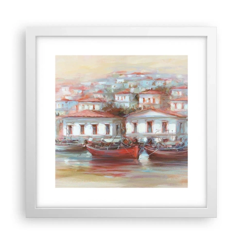 Poster in cornice bianca - Cittadina felice - 30x30 cm