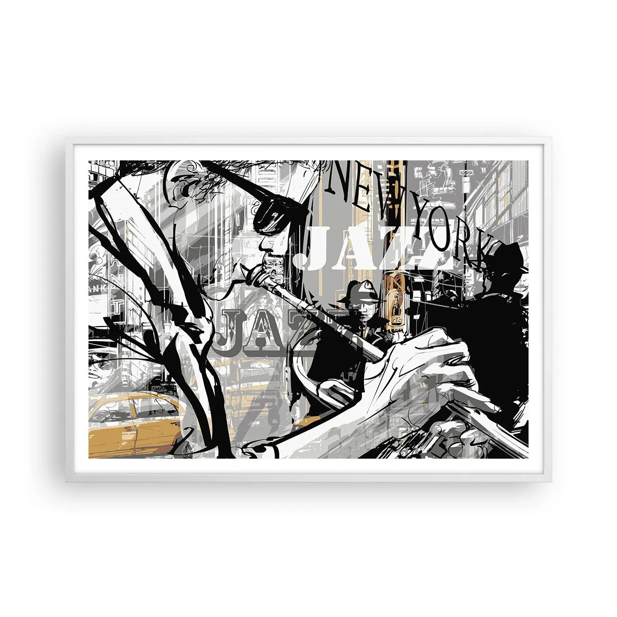 Poster in cornice bianca - Al ritmo di New York - 100x70 cm