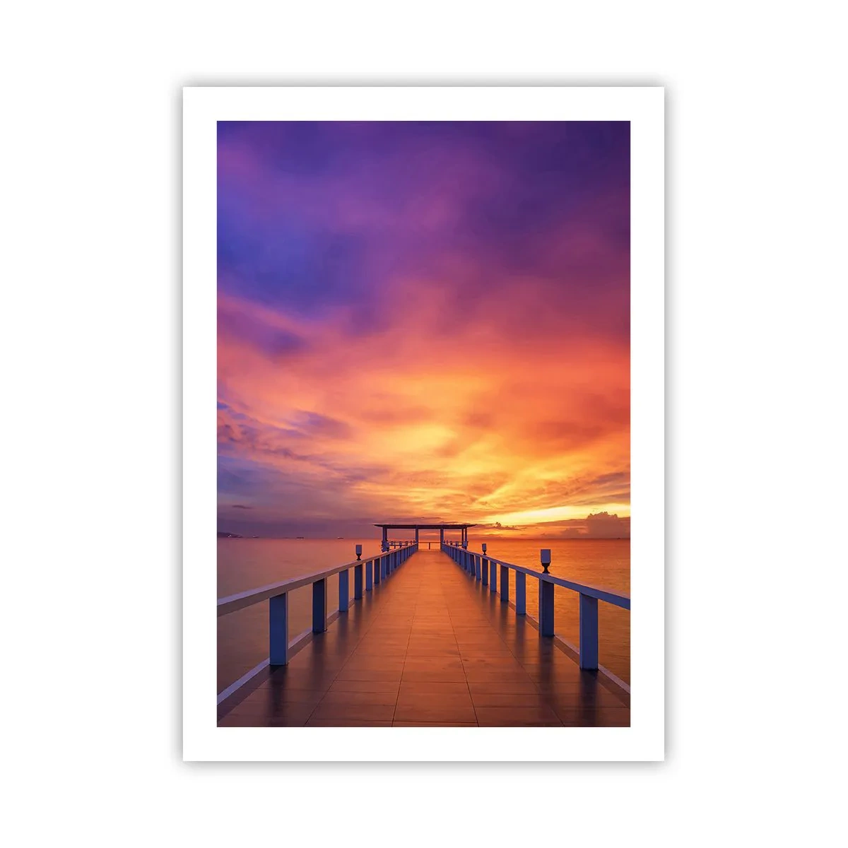 Poster - Il molo sullo sfondo di uno spettacolare tramonto - 50x70cm - Senza fine - Decorazione murale moderna per soggiorno e camera da letto ARTTOR