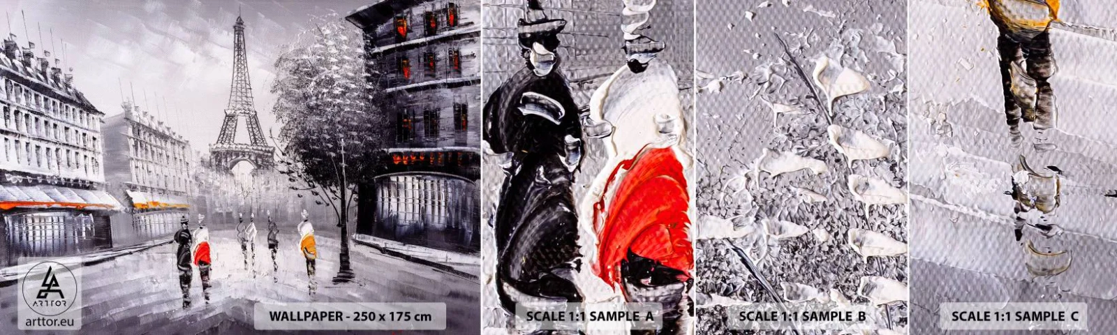 Campione Di Fotomurale Standard Eco - Passeggiata a Parigi - Città, Parigi, Torre Eiffel - 100x30 cm