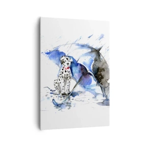 Quadro su tela - Stampe su Tela - Dipinto ad acquerello di un cane dalmata con un ombrello sullo sfondo - 70x100cm - Ecco a cosa serve un amico - Decorazione murale moderna per soggiorno e camera da letto ARTTOR