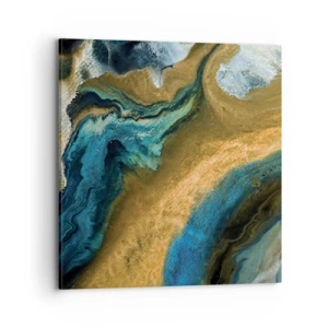 Quadro su tela - Stampe su Tela - Blu-oro: influenza reciproca - 70x70 cm