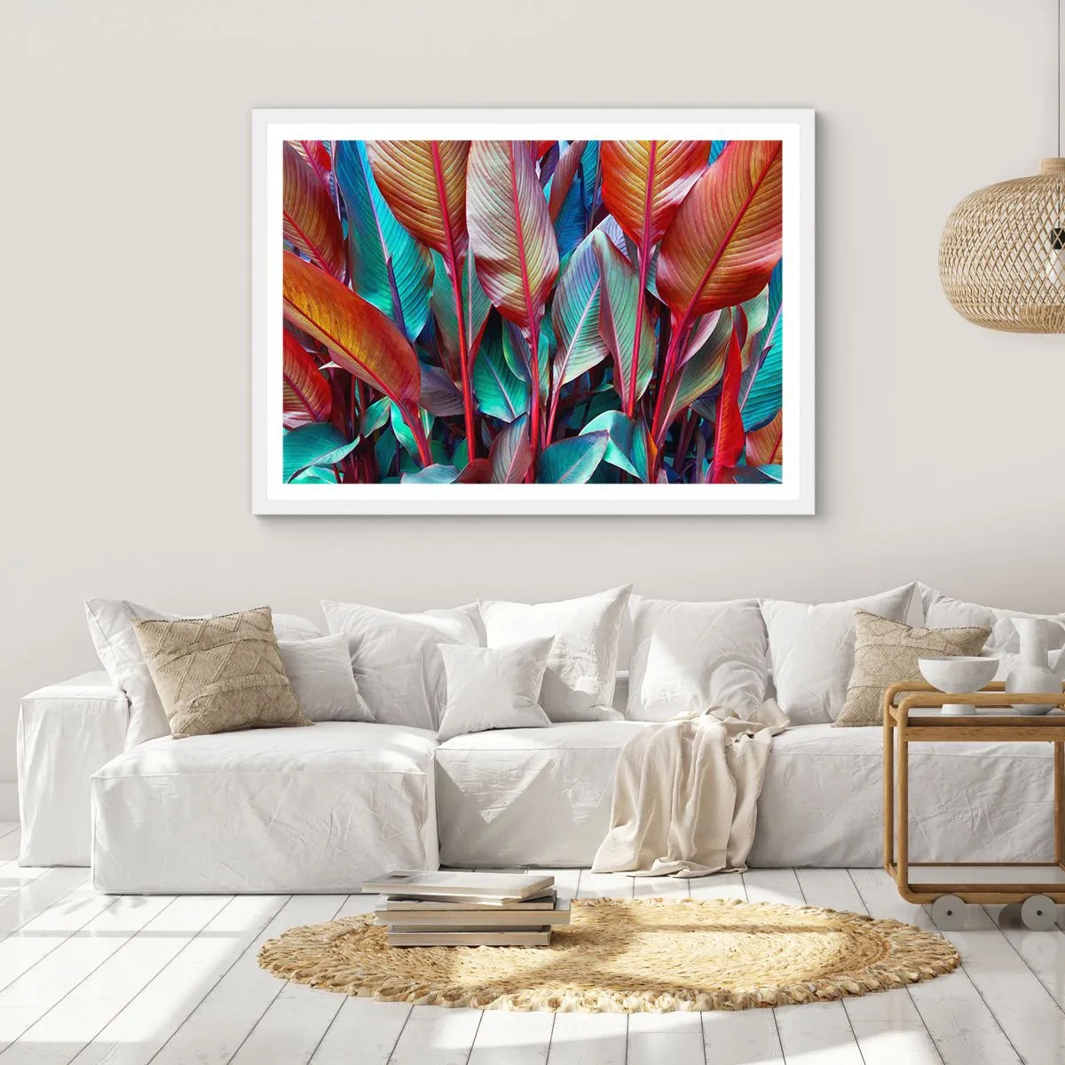 Poster in cornice bianca - Selva colorata - 70x50 cm