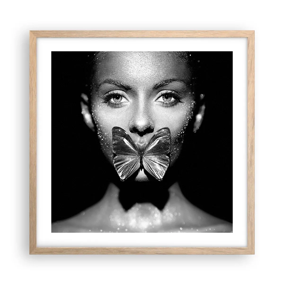 Poster in cornice rovere chiaro - Il bacio delle farfalle - 50x50 cm