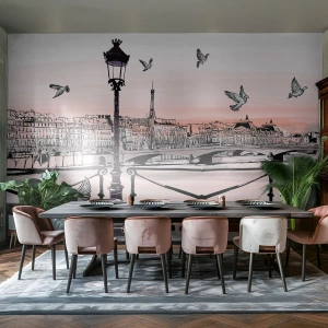 Fotomurali Autoadesivo Deluxe Sticker - Sui tetti di Parigi - Architettura, Città, Parigi - 350x256 cm