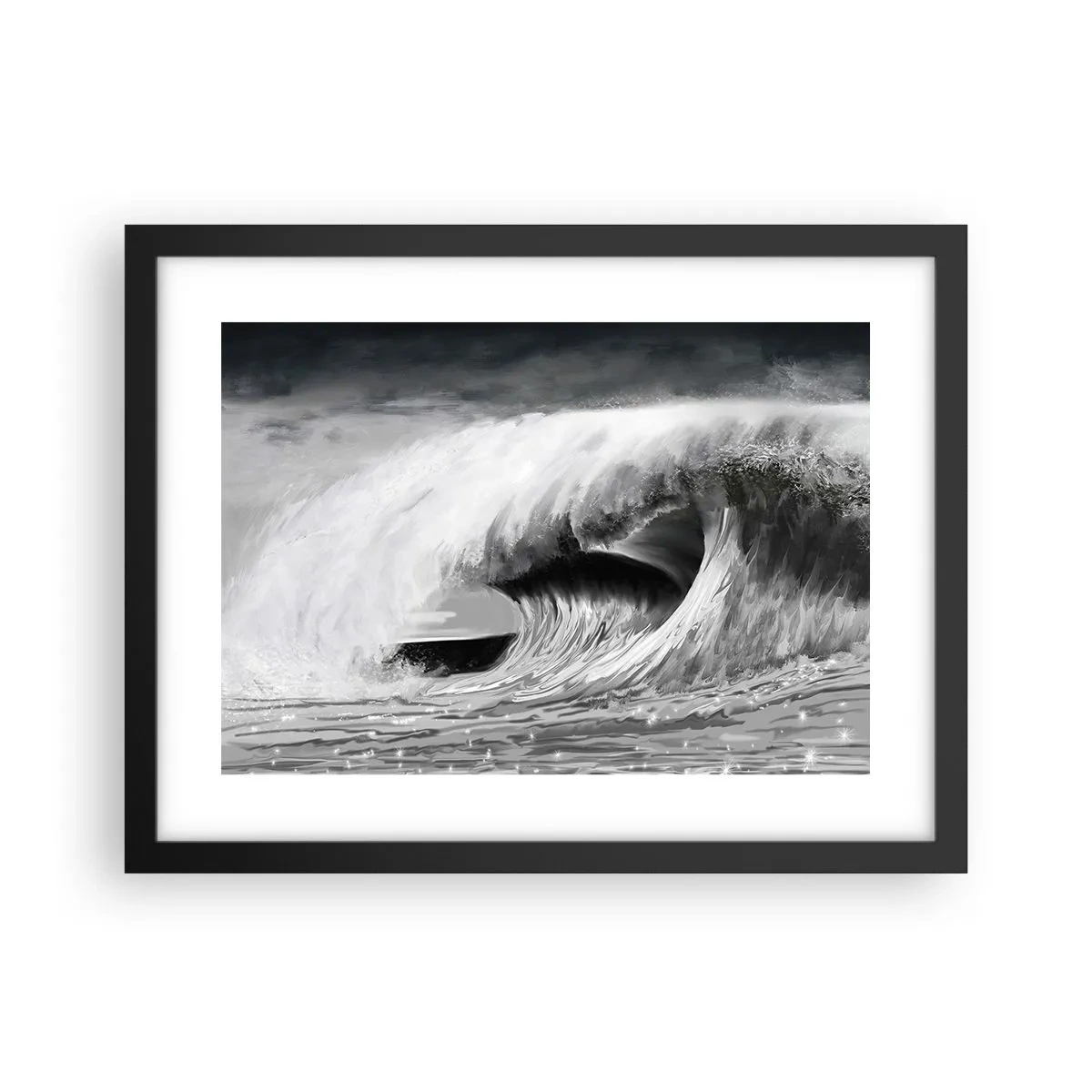 Poster in cornice nera - La furia dell'oceano - 40x30 cm