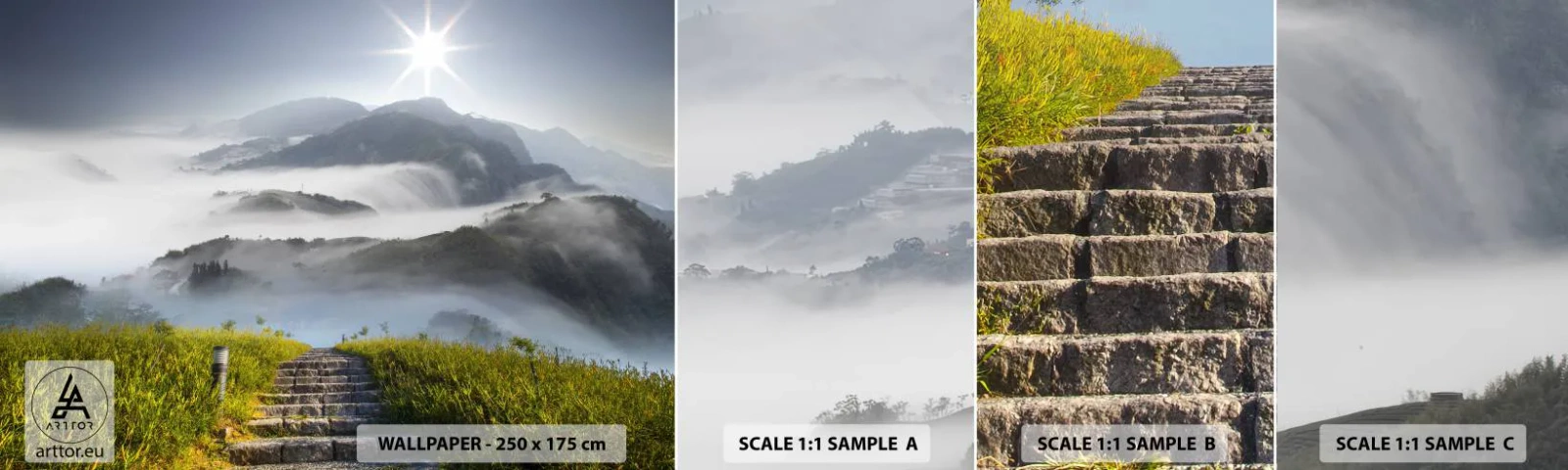 Campione Di Fotomurale Standard Eco - Sempre in alto verso le nuvole - Paesaggio, Montagne, Parco Nazionale - 100x30 cm