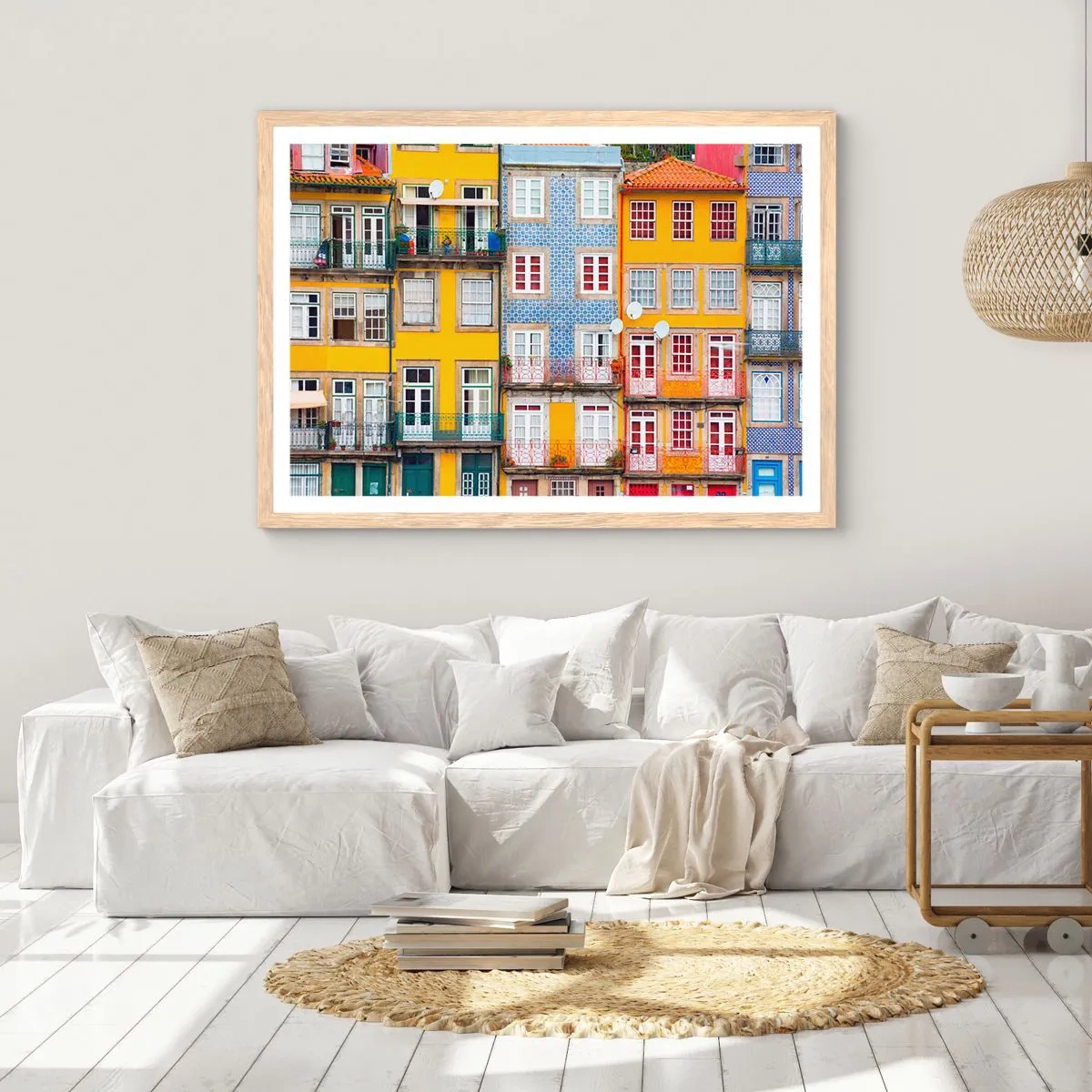 Poster in cornice rovere chiaro - I colori della città vecchia - 100x70 cm