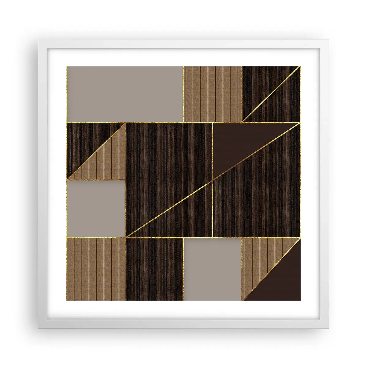 Poster in cornice bianca - Mosaico di marrone e oro - 50x50 cm