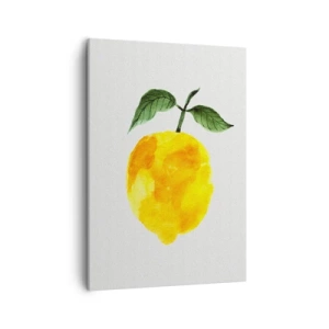 Quadro su tela - Stampe su Tela - Limone acquerello con foglie verdi su sfondo chiaro - 50x70cm - Scoprire il sapore del sole - Decorazione murale moderna per soggiorno e camera da letto ARTTOR