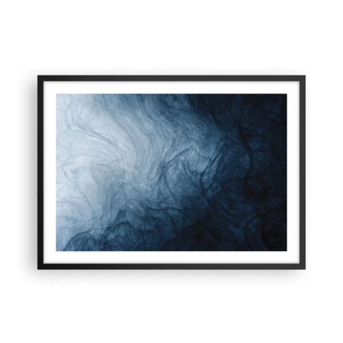 Poster in cornice nera - Una composizione astratta nei toni del blu e del blu navy. - 70x50cm - Arrivando in profondità - Decorazione murale moderna per soggiorno e camera da letto ARTTOR