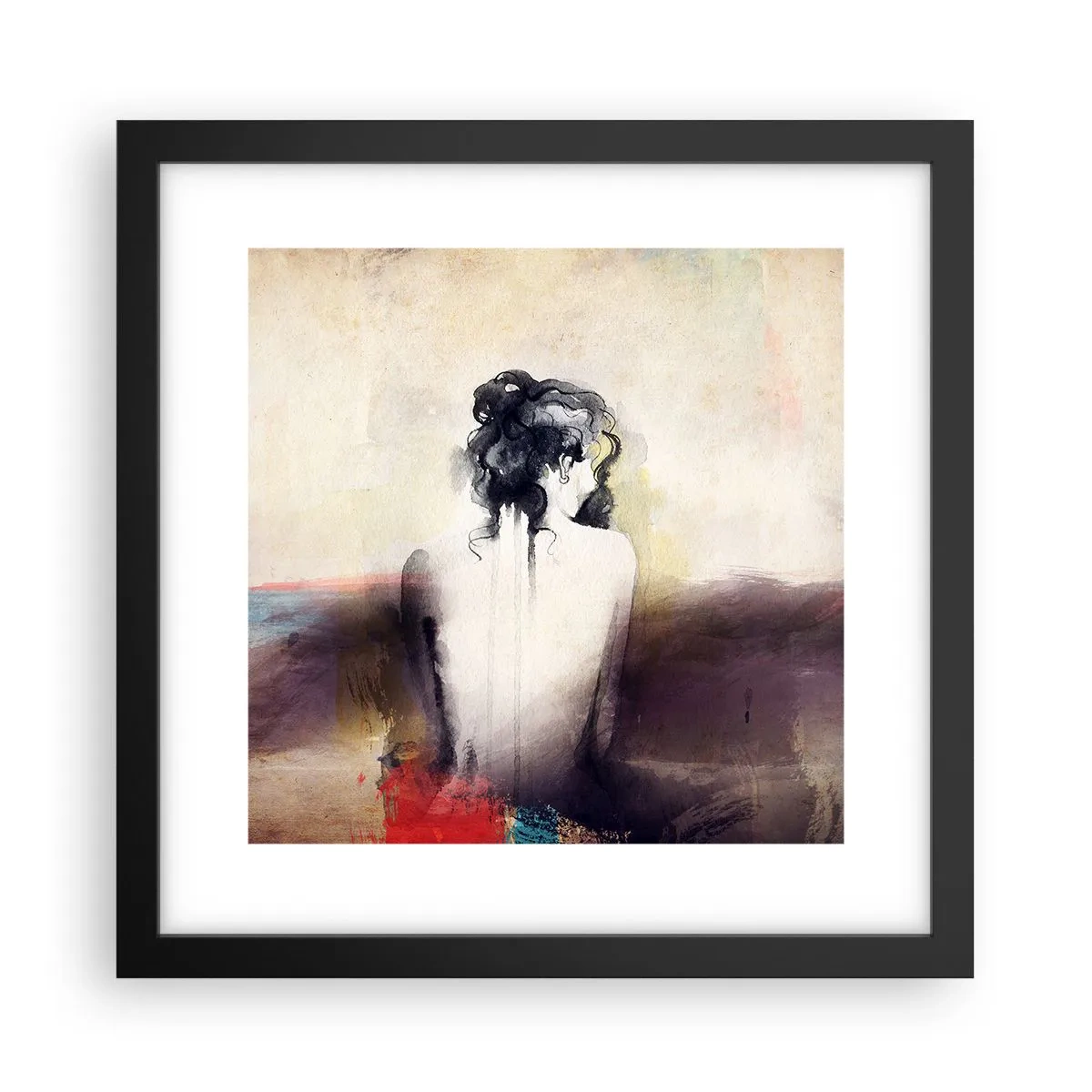 Poster in cornice nera - Linee miti, forme ovali - 30x30 cm