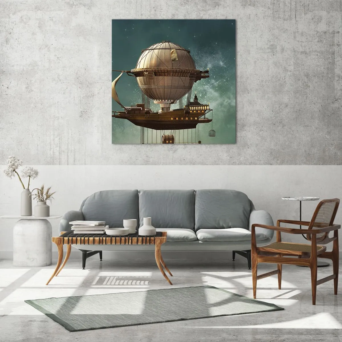 Quadro su vetro - Saluti da Jules Verne - 70x70 cm