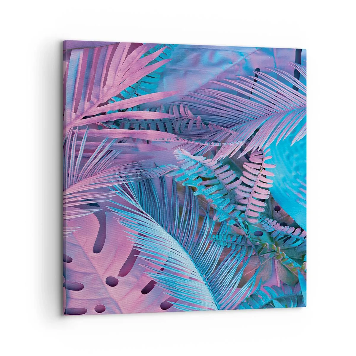 Quadro su tela - Stampe su Tela - Tropici in rosa e blu - 50x50 cm