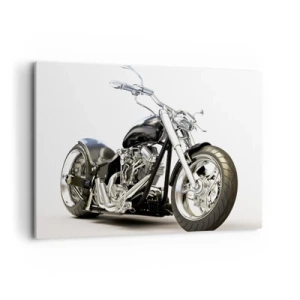 Quadro su tela - Stampe su Tela - Elegante motocicletta nera su sfondo bianco - 120x80cm - Potenza e carattere - Decorazione murale moderna per soggiorno e camera da letto ARTTOR
