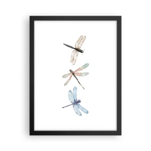 Poster in cornice nera - Libellule senza peso - 30x40 cm