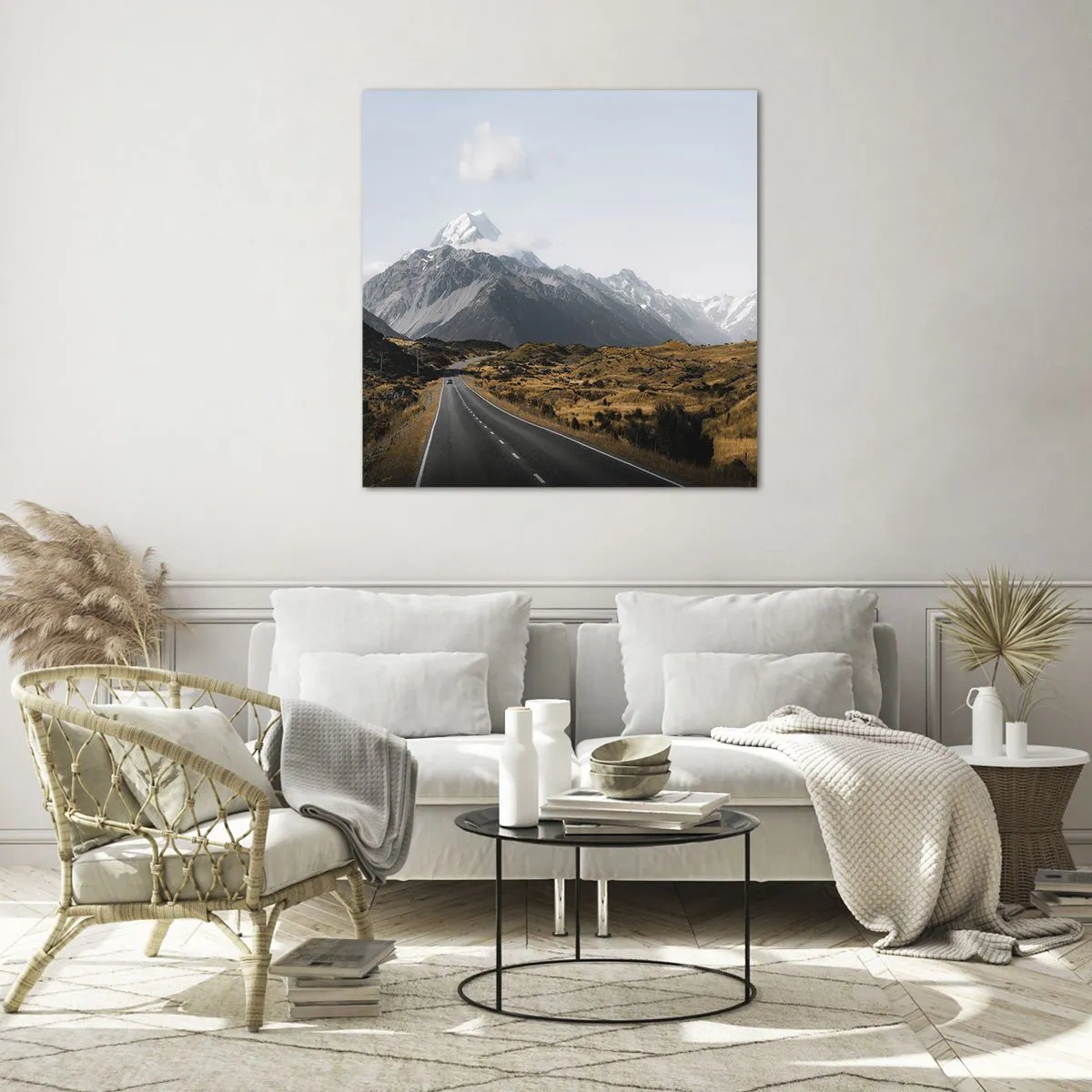 Quadro su vetro - Via verso il cuore dei monti - 50x50 cm