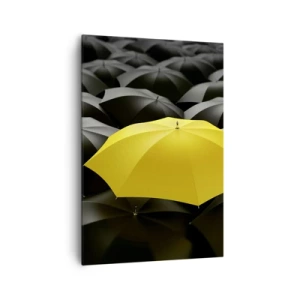 Quadro su tela - Stampe su Tela - Un ombrello giallo tra ombrelli neri - 70x100cm - Addio tristezza - Decorazione murale moderna per soggiorno e camera da letto ARTTOR
