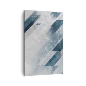 Quadro su tela - Stampe su Tela - Linee astratte in tonalità di grigio e blu - 80x120cm - Composizione spaziale: movimento in grigio - Decorazione murale moderna per soggiorno e camera da letto ARTTOR