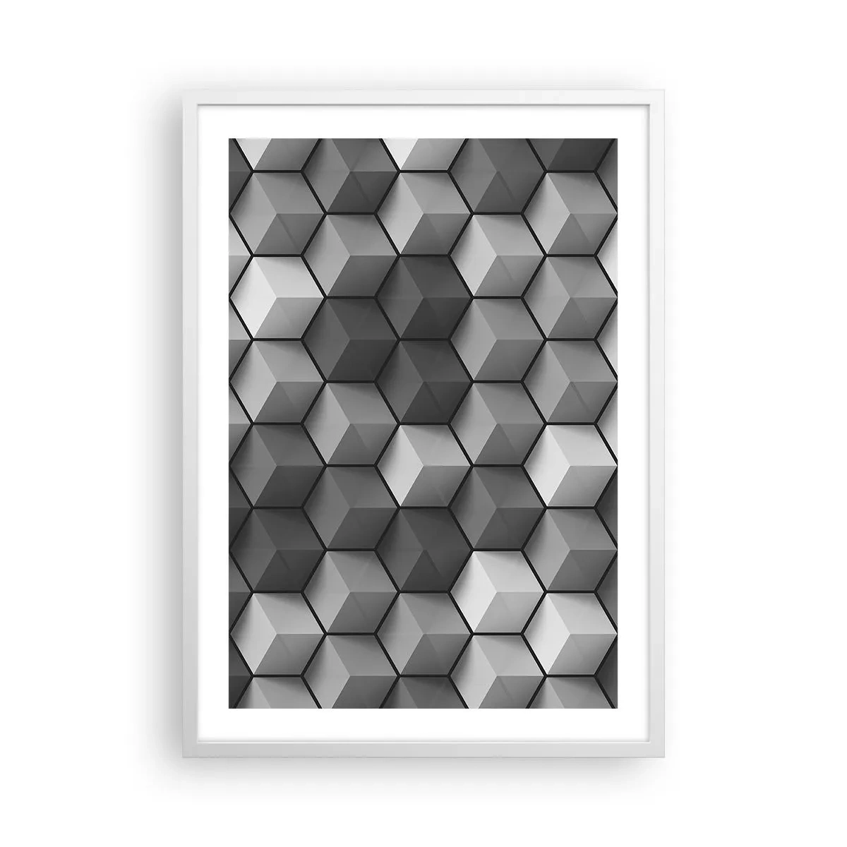 Poster in cornice bianca - Puzzle cubista - 50x70 cm