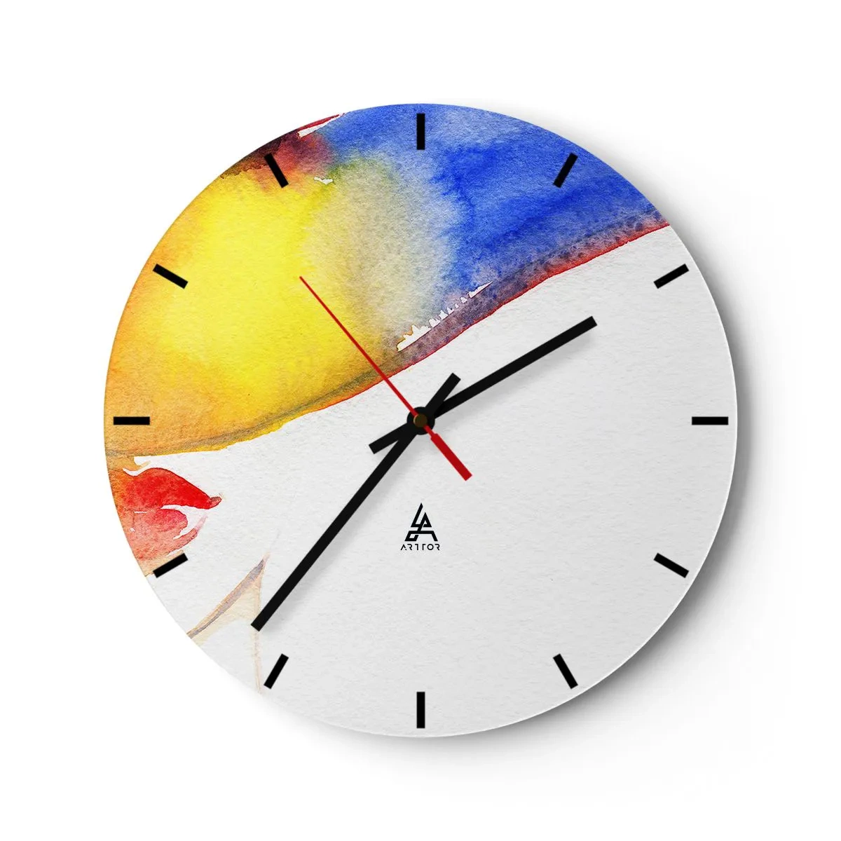 Orologio da parete - Orologio in Vetro - Ritratto astratto con schizzi di acquerello - 30x30cm - Ritratto di donna - Decorazione murale moderna per soggiorno, cucina e camera da letto ARTTOR