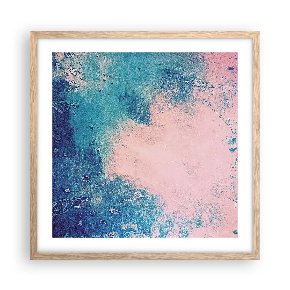 Poster in cornice rovere chiaro - Abbracci nel blu - 50x50 cm