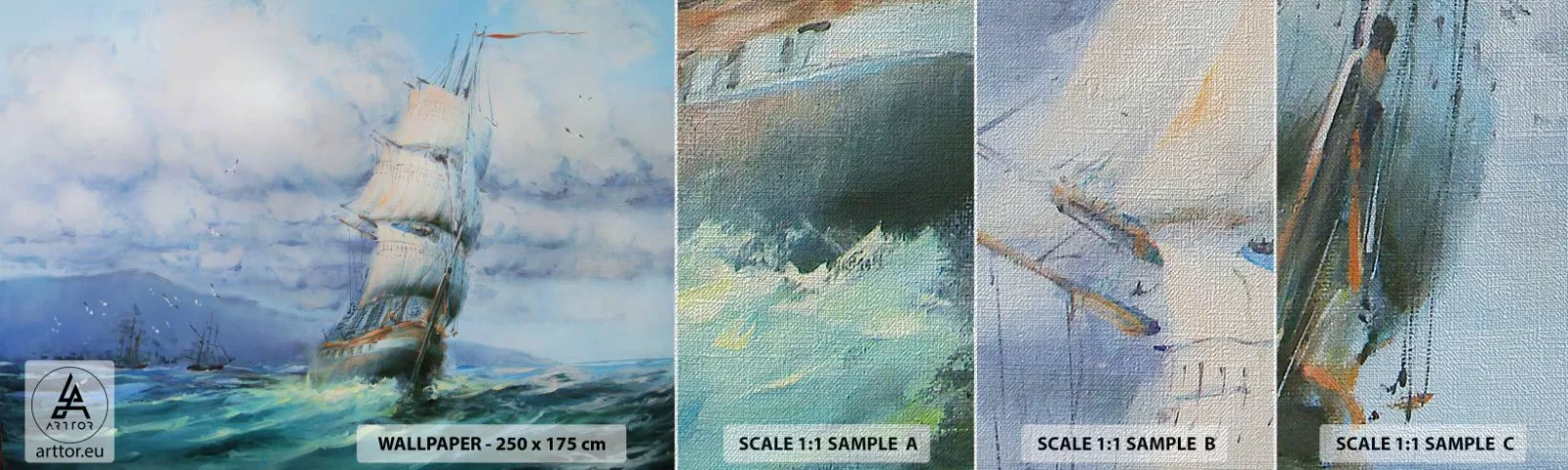 Campione di Fotomurale Premium Canvas - Con il vento in favore - Veliero, Mare, navigazione - 100x30 cm